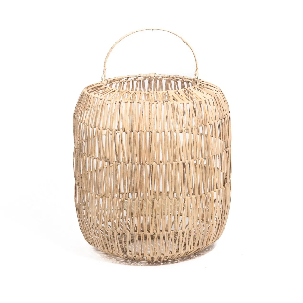 Rotan windlicht / lantaarn natural