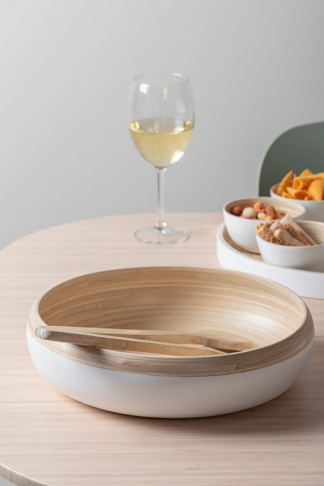 Salad bowl Puro sphere bamboo white
