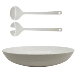 Saladeschaal Granite Pearl inclusief slabestek
