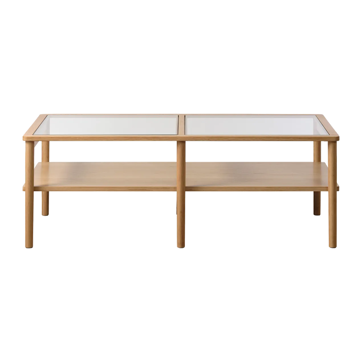 Salontafel Boris eikenhout met glazen tafelblad Naturel