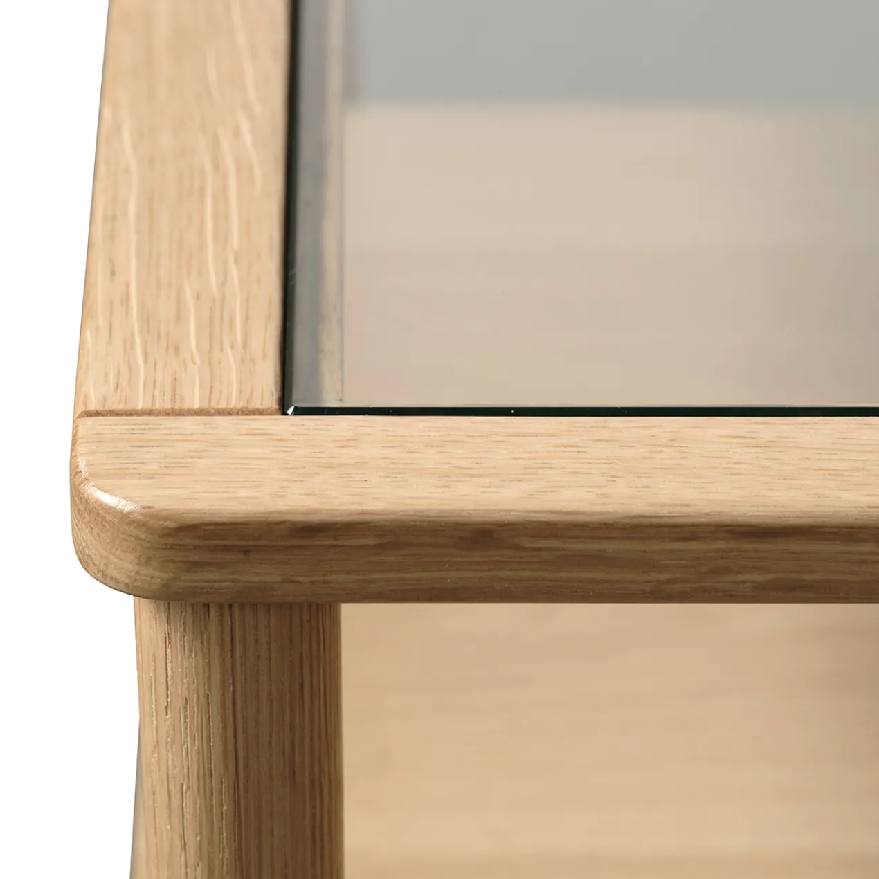 Salontafel Boris eikenhout met glazen tafelblad Naturel