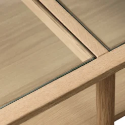 Salontafel Boris eikenhout met glazen tafelblad Naturel