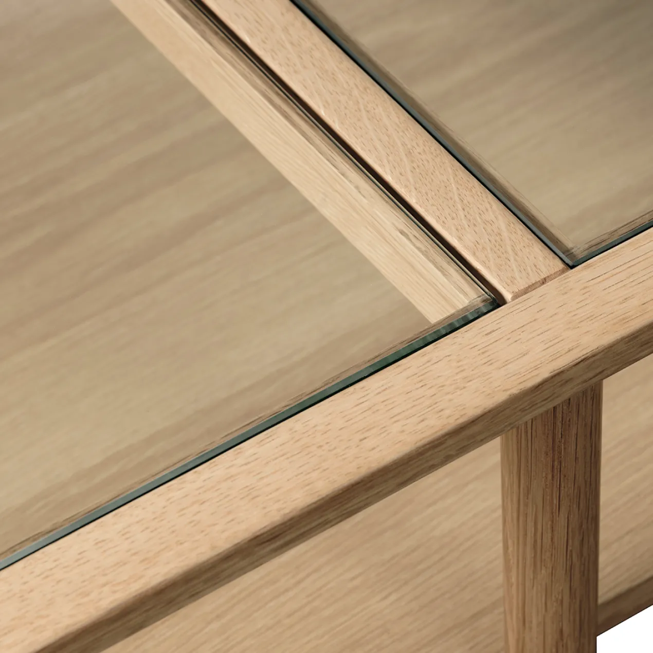 Salontafel Boris eikenhout met glazen tafelblad Naturel