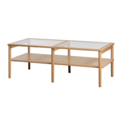 Salontafel Boris eikenhout met glazen tafelblad Naturel