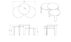 Salontafel Cascado Ø50 wit - set van 3