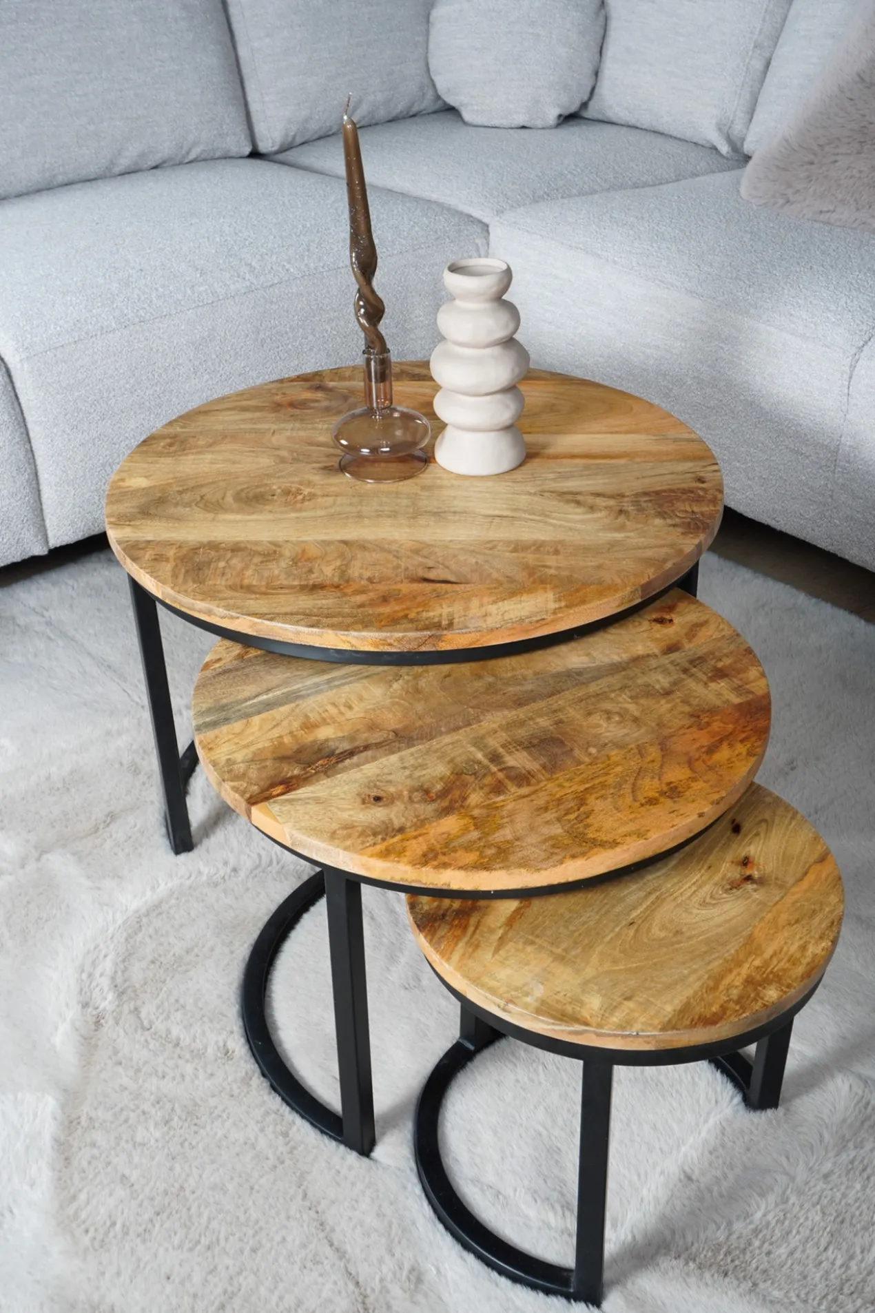 Salontafel Erjan Naturel - Set van 3
