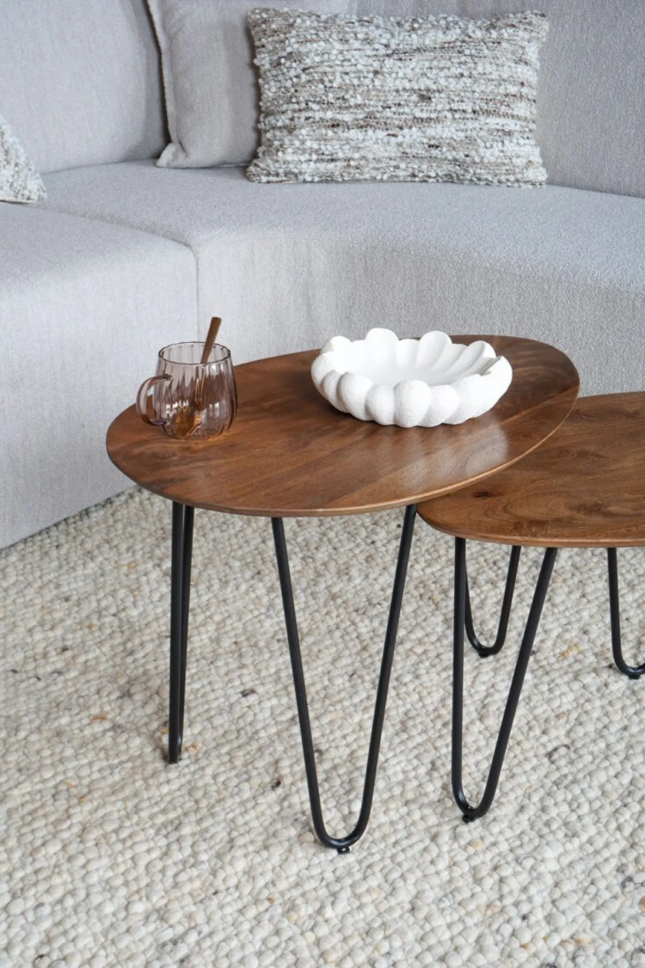 Salontafel Fabio Espresso Mangohout – Set van 2