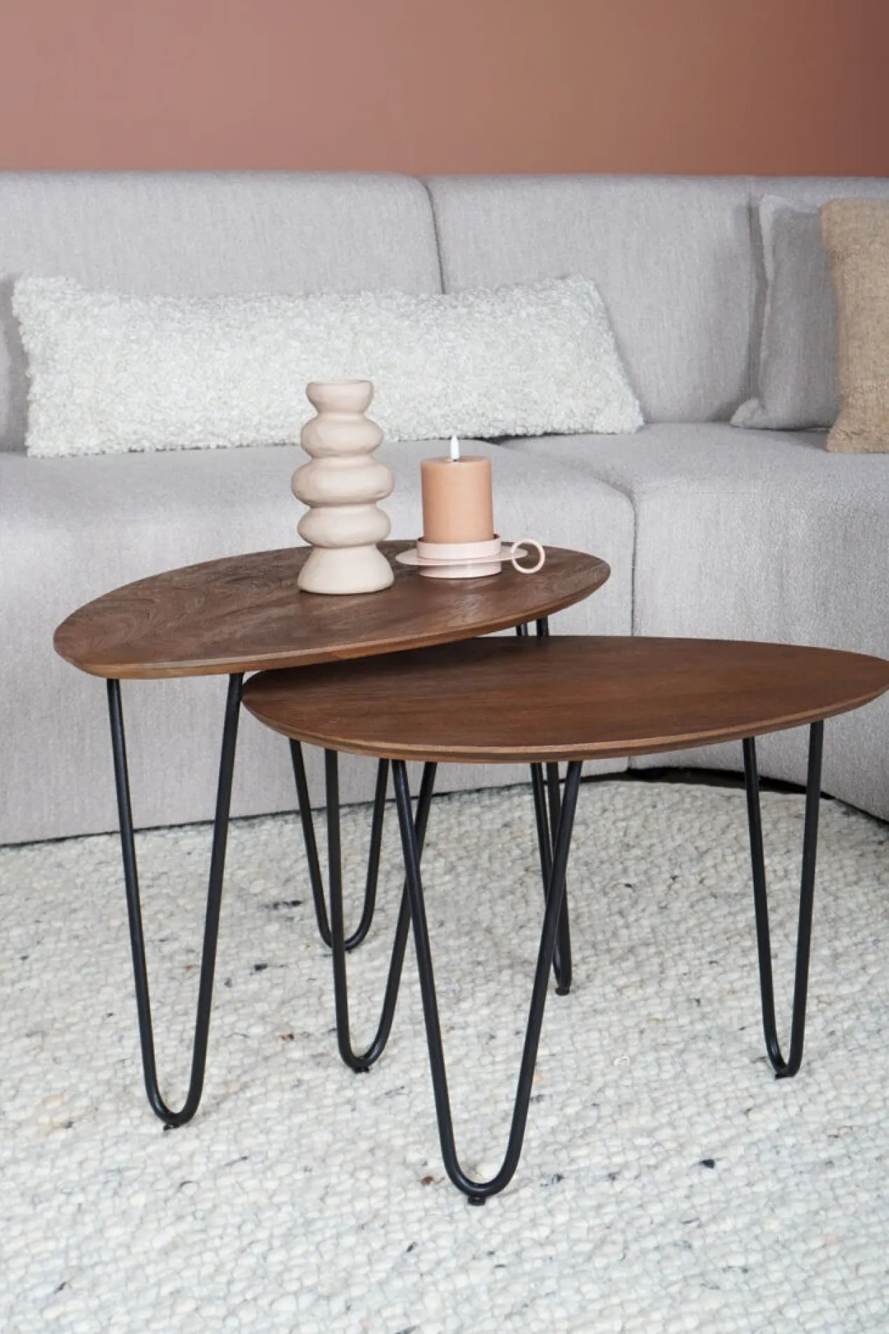 Salontafel Fabio Espresso Mangohout – Set van 2