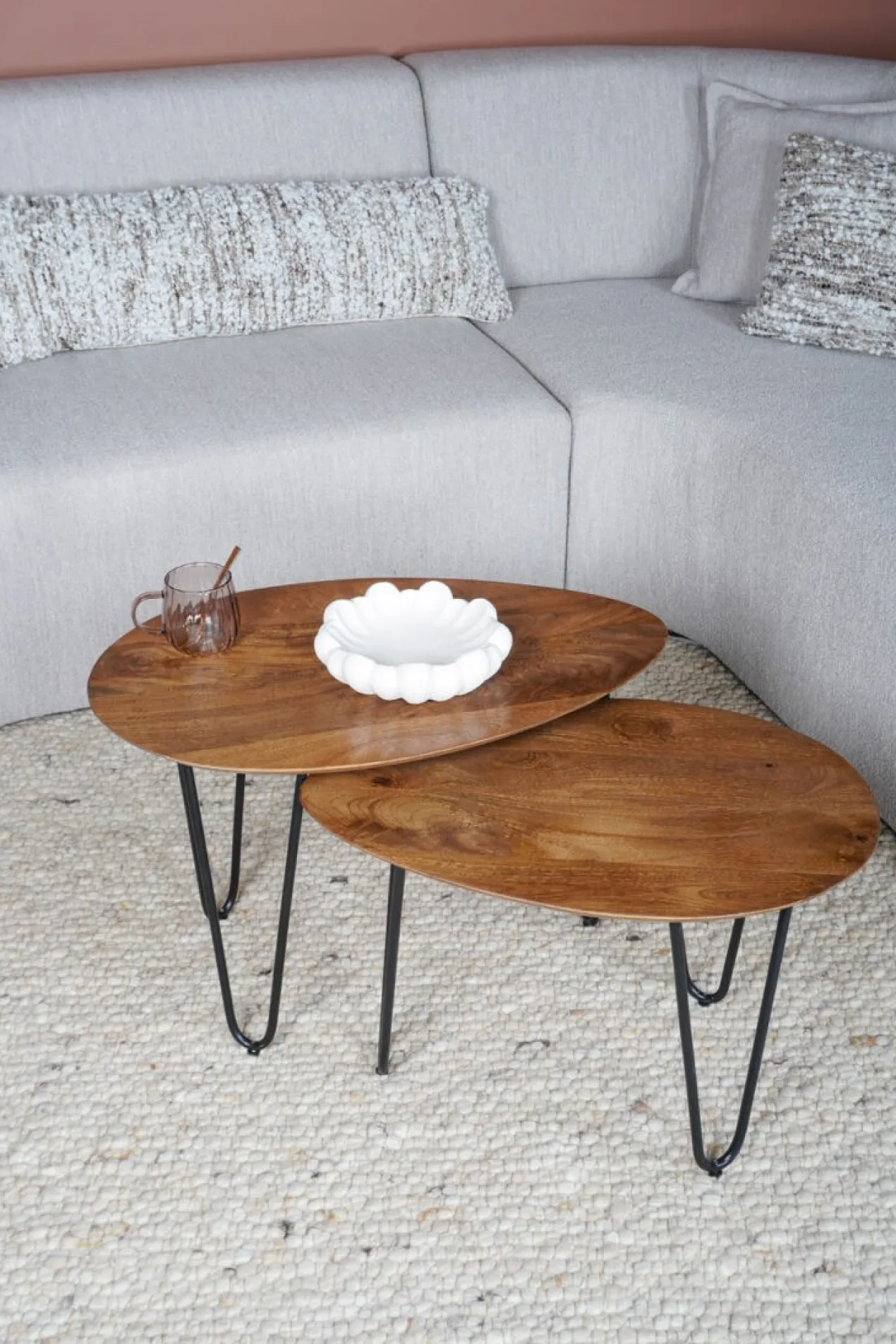 Salontafel Fabio Espresso Mangohout – Set van 2