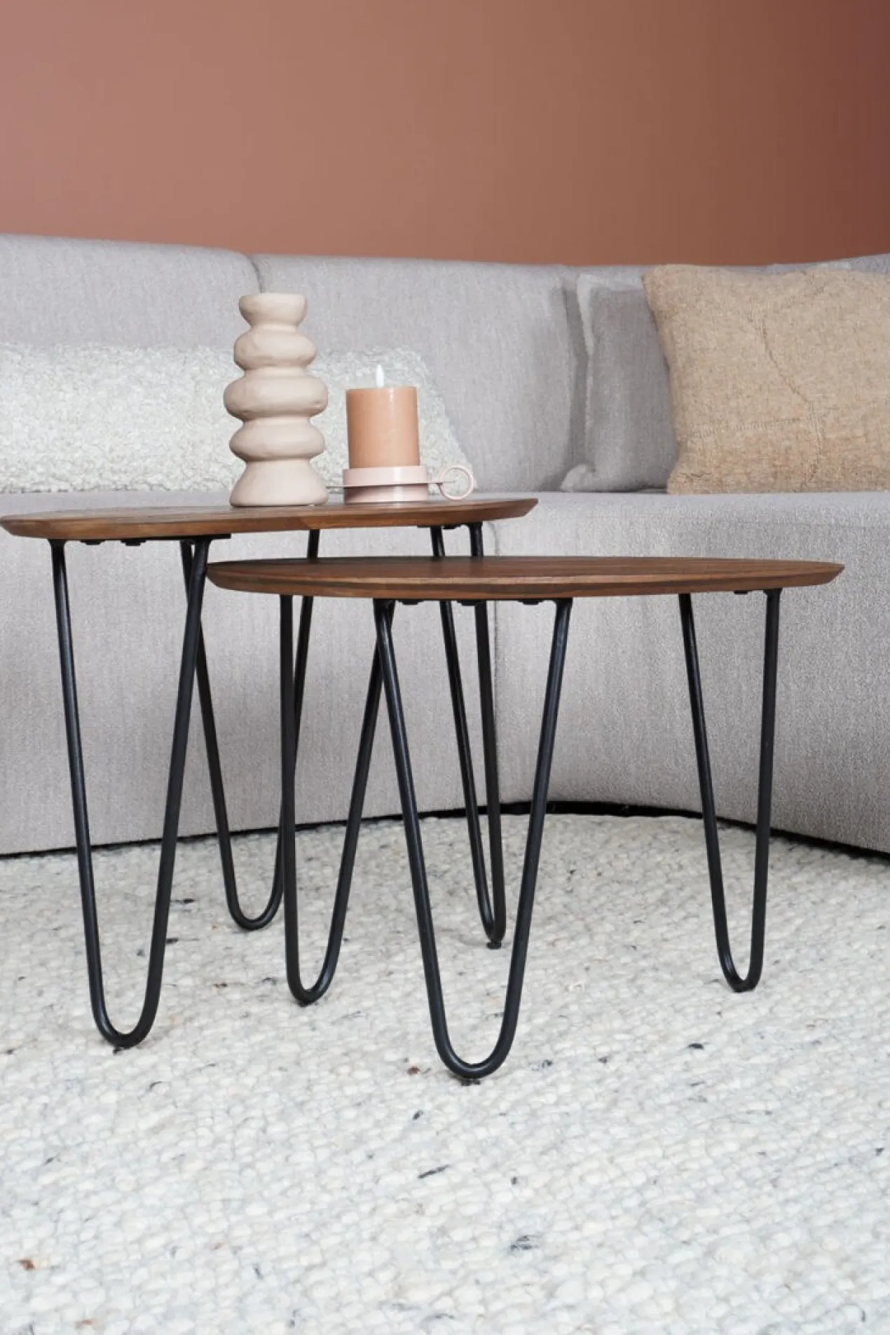 Salontafel Fabio Espresso Mangohout – Set van 2