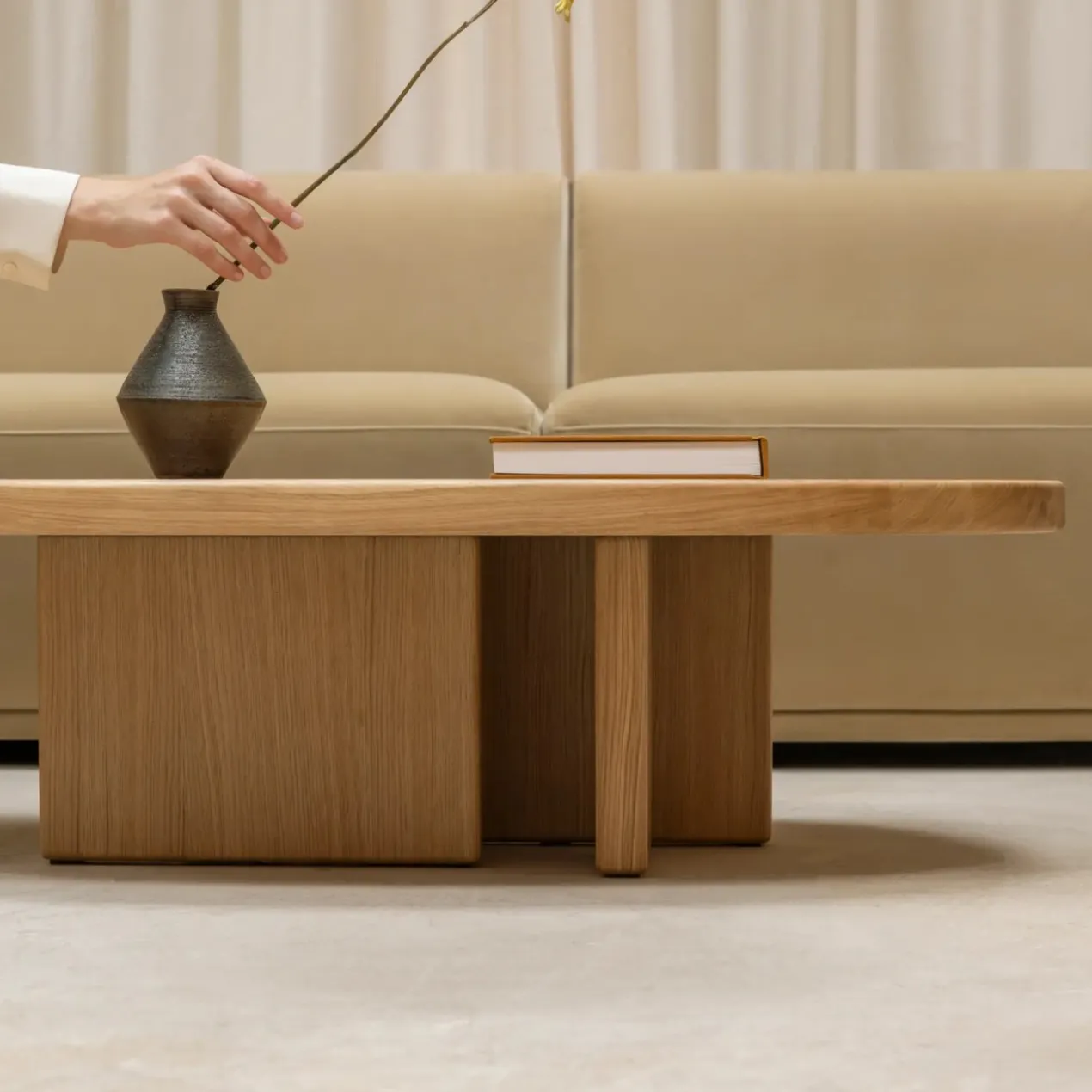 Salontafel Federico Pebbles 100,5x70x3 cm eiken 0008