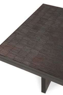 Salontafel Grooves teak zwart/bruin 135x65 cm