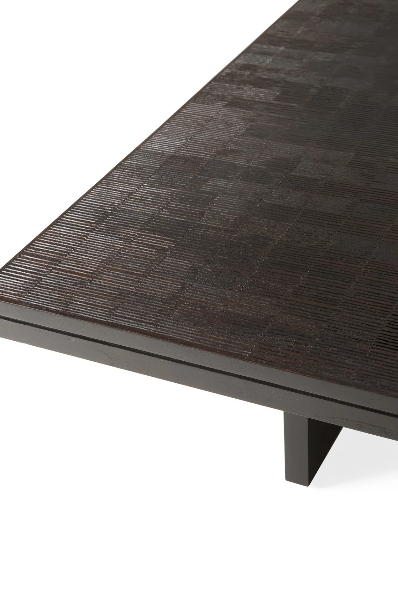 Salontafel Grooves teak zwart/bruin 140x110 cm