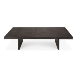 Salontafel Grooves teak zwart/bruin 140x110 cm