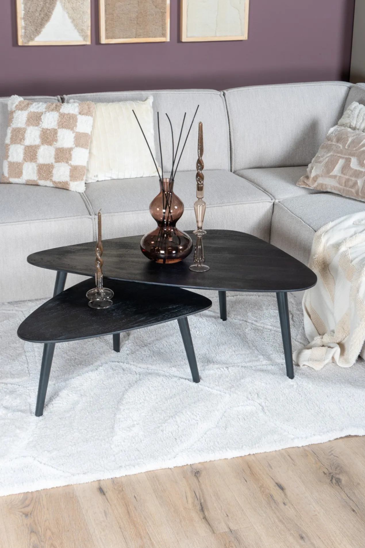 Salontafel Jamal - Espresso Mangohout - Set van 2