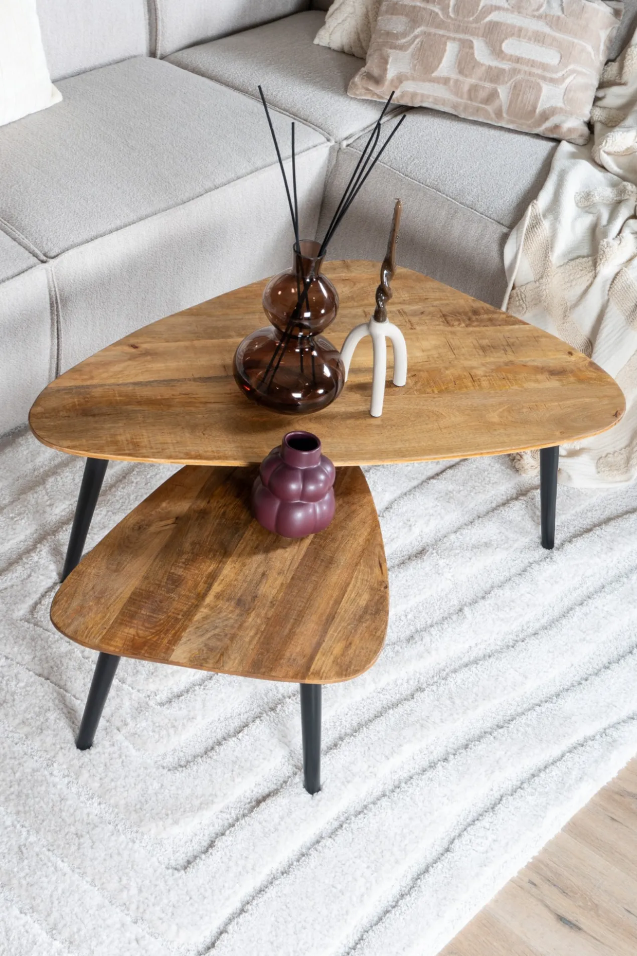 Salontafel Jamal - Espresso Mangohout - Set van 2