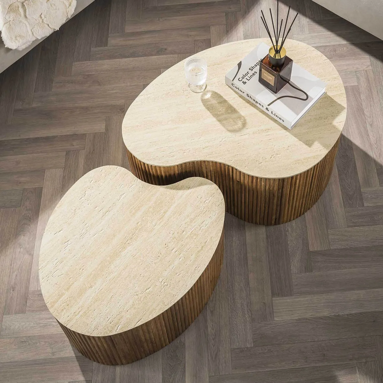 Salontafel Limestone Hart - set van 2