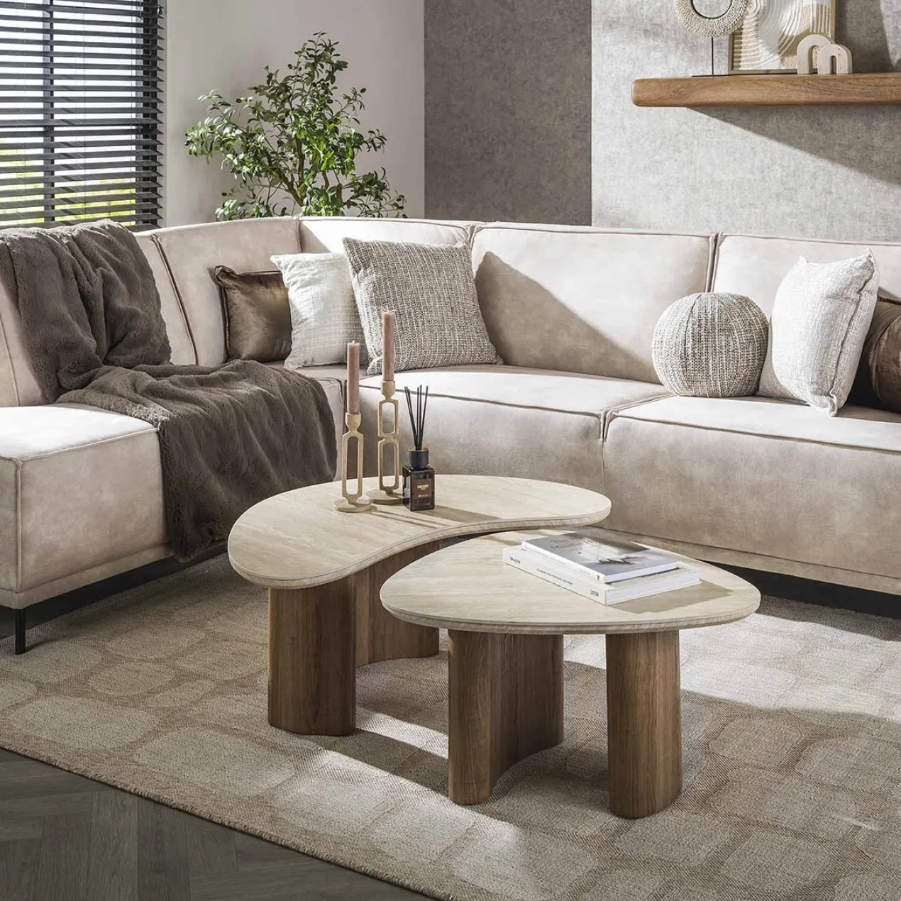 Salontafel Limestone Organisch Duo