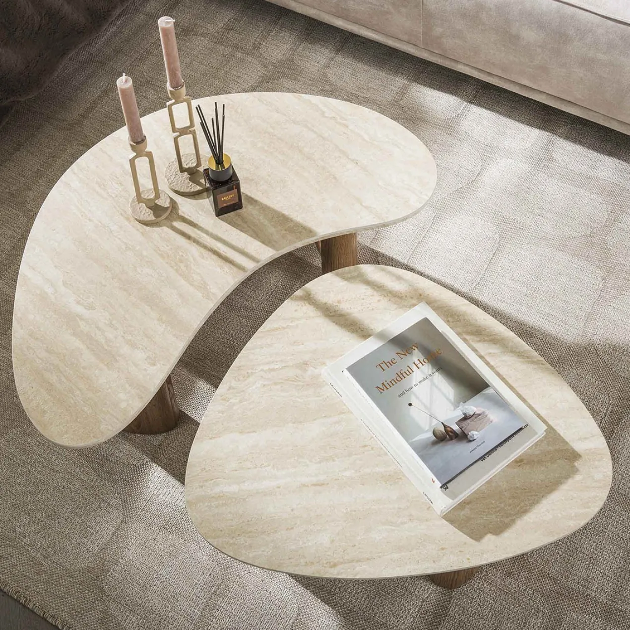 Salontafel Limestone Organisch Duo