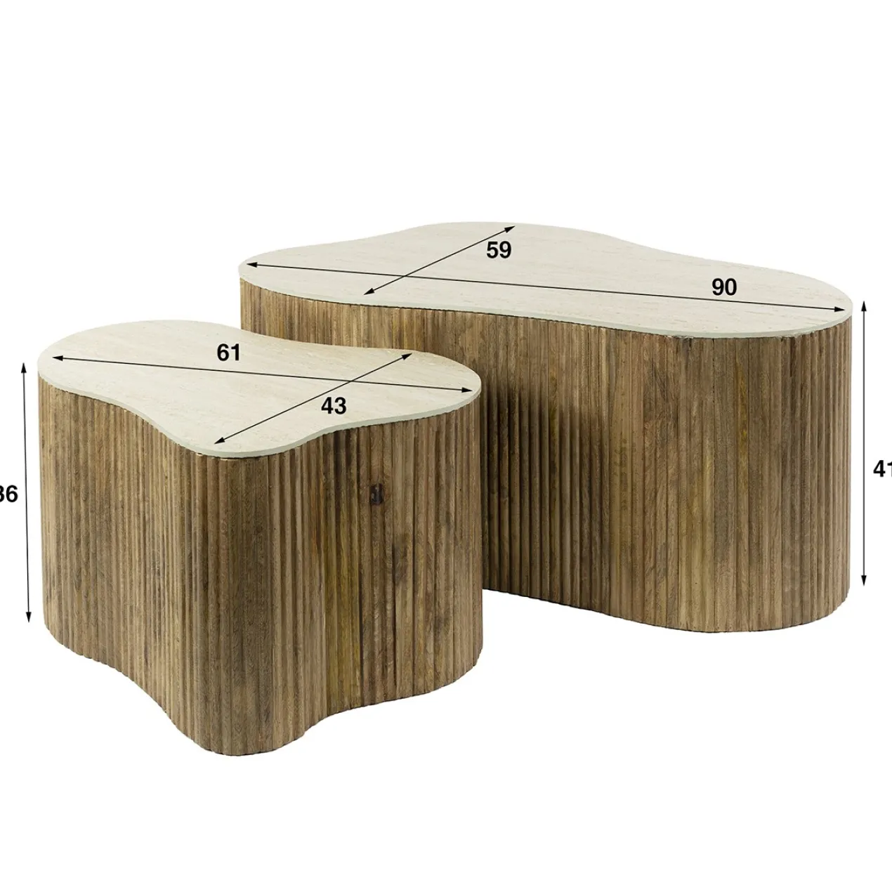Salontafel Limestone Shamrock - set van 2