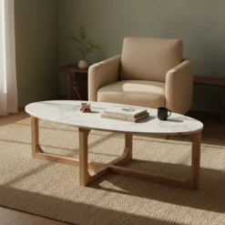 Salontafel Marmer Ovaal Wit