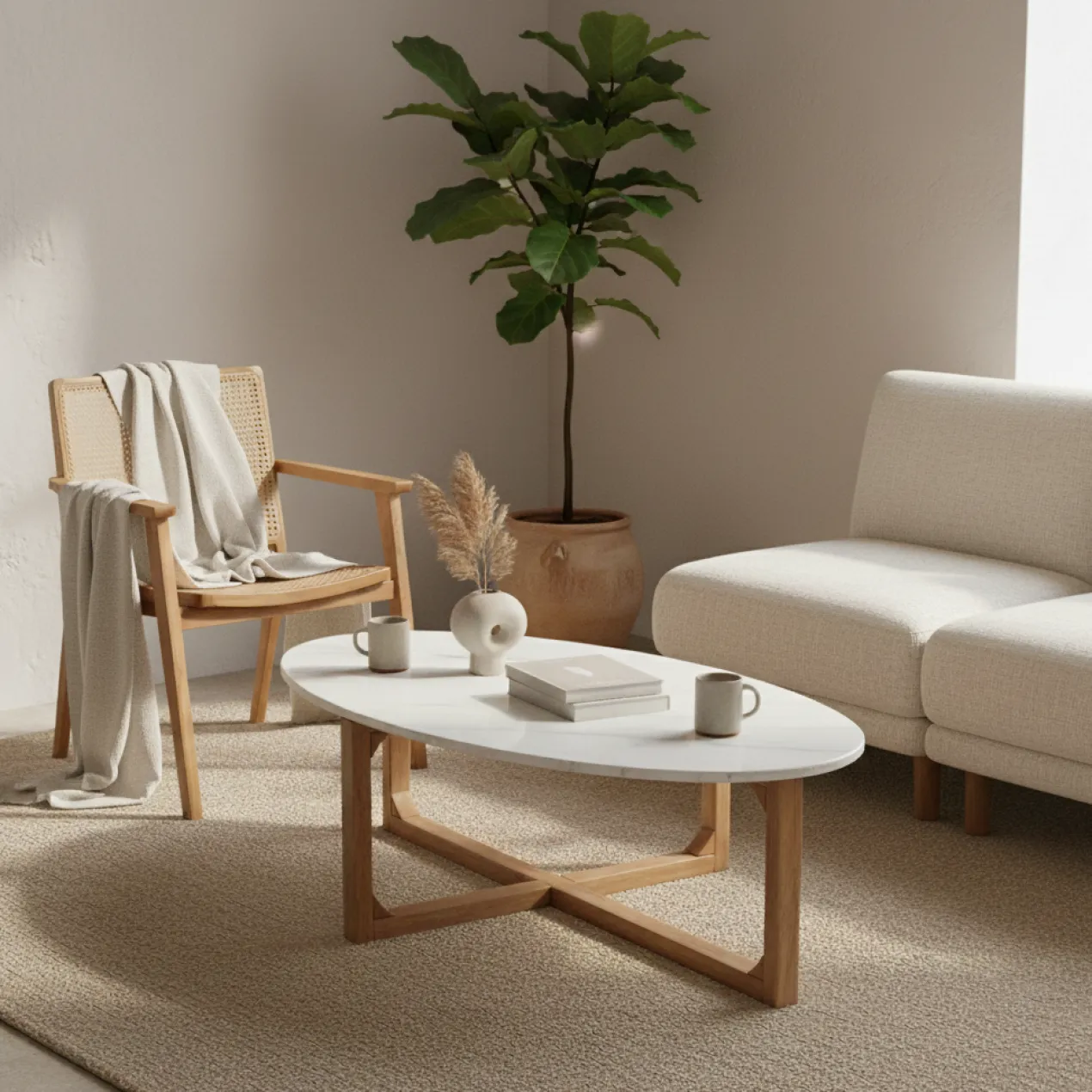 Salontafel Marmer Ovaal Wit