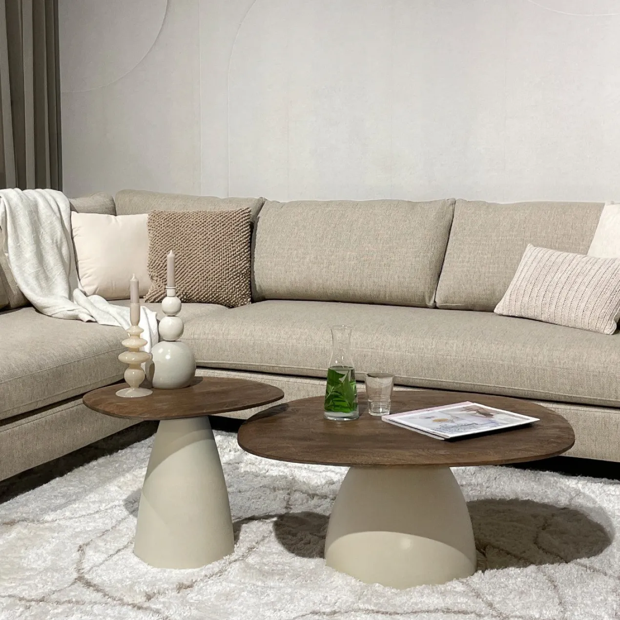 Salontafel Milan hout 86 cm beige