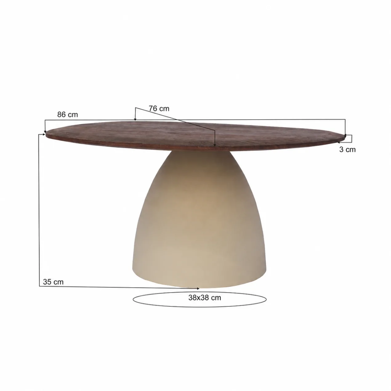 Salontafel Milan hout 86 cm beige