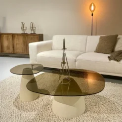 Salontafel Milan rookglas 86 cm beige