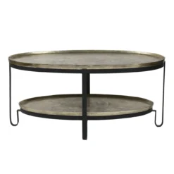 Salontafel Ovaal goud zwart 96,5