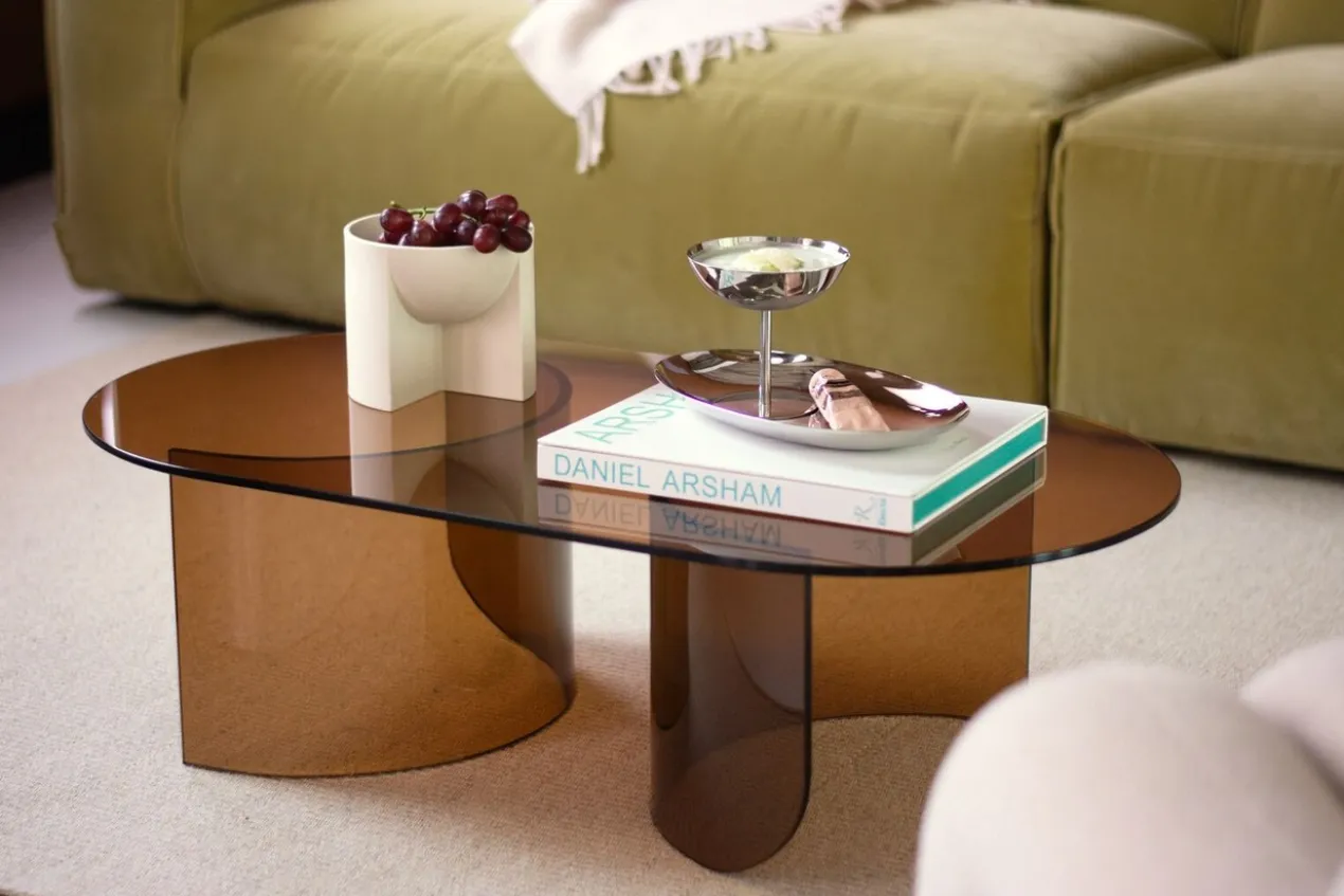 Salontafel Plateau glas amber