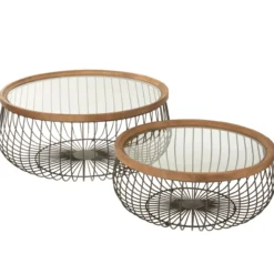 Salontafel Rond metaal/glas - set van 2