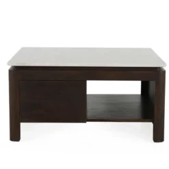 Salontafel Rondo bruin/wit marmer
