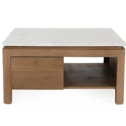 Salontafel Rondo naturel/wit marmer