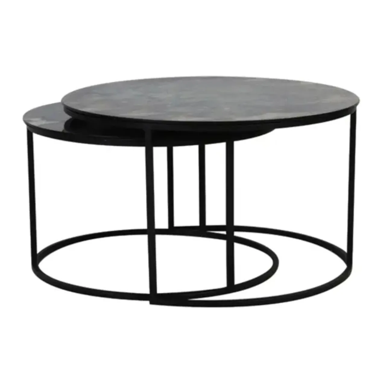 Salontafel Tabun glas en mat zwart set van 2