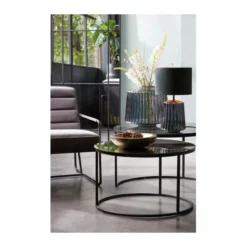 Salontafel Tabun glas en mat zwart set van 2