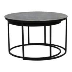 Salontafel Tabun glas en mat zwart set van 2