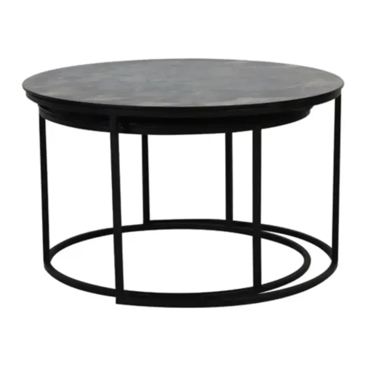 Salontafel Tabun glas en mat zwart set van 2