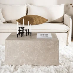 Salontafel Zayn 80x60 cm marmer grijsbeige