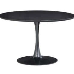 Sammy eettafel trompetvoet rond mdf zwart o120 cm