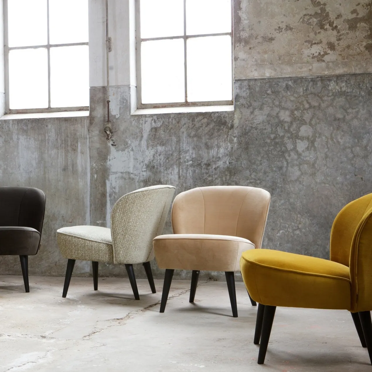 Sara fauteuil velvet oud roze