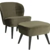 Sara hocker op poten velvet warm groen