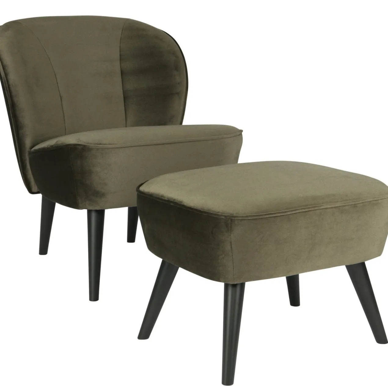 Sara hocker op poten velvet warm groen