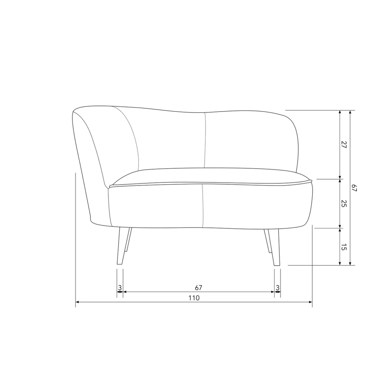 Sara lounge fauteuil links velvet oker