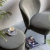 Sara poef hoog velvet warm groen 46xo46