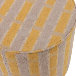Sarli poef hoog ruit dessin chenille taupe/geel [fsc]