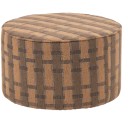 Sarli poef laag ruit dessin chenille bruin/roze [fsc]