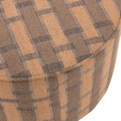 Sarli poef laag ruit dessin chenille bruin/roze [fsc]