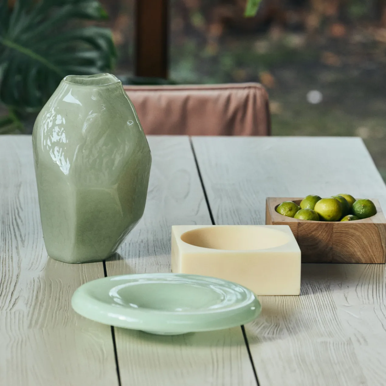 Schaal Teak cube bowl M