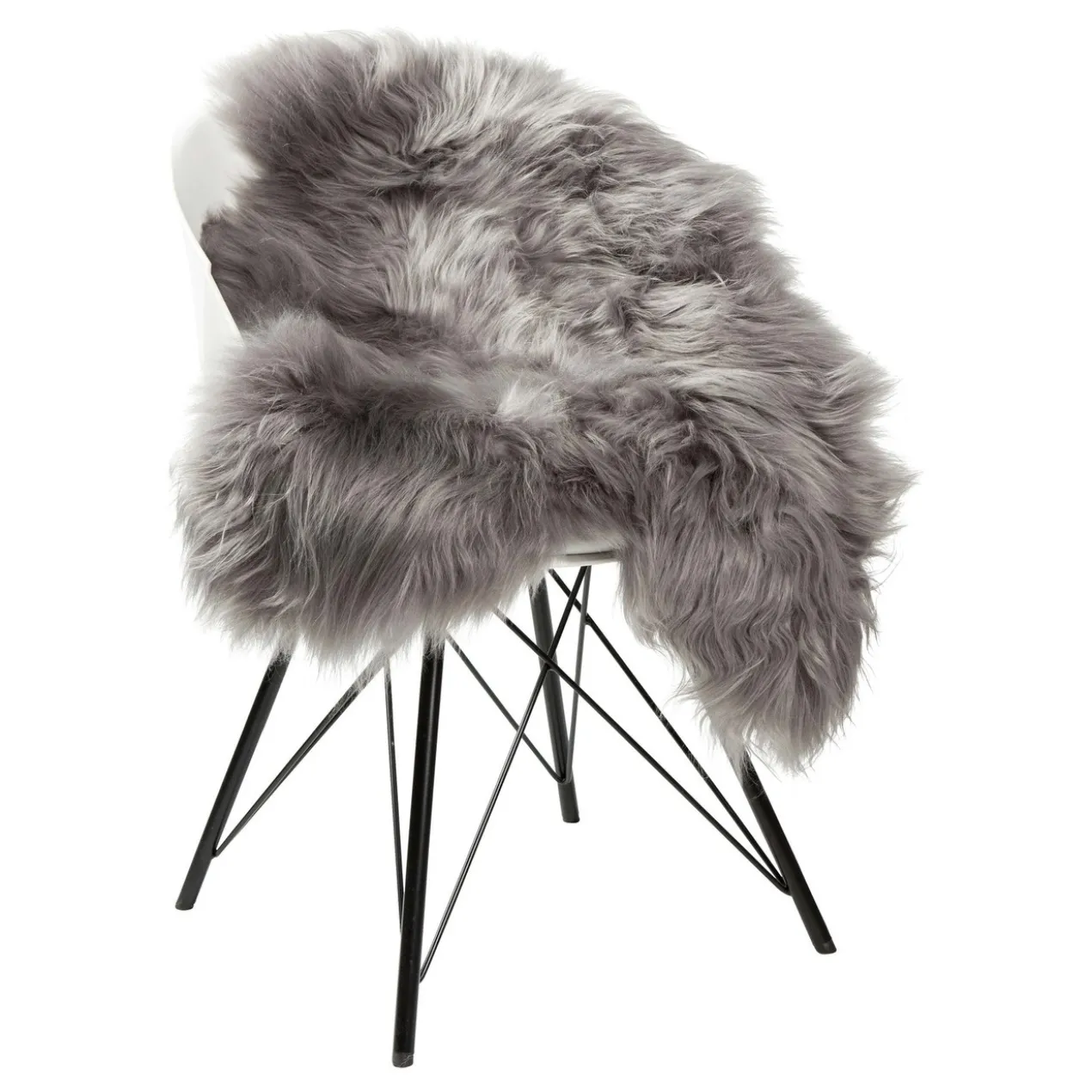 Schapenvacht longhair grey 100 × 65 cm